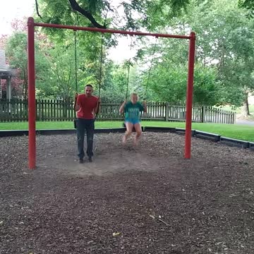 Fun Loving Teen Girl Gets Tangled Up Trying To Jump Off Swing Set
