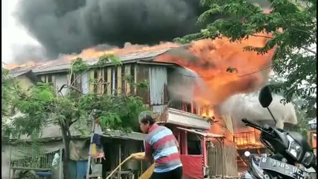 Terrible!! A house was on fire. he wept to see his house burning.