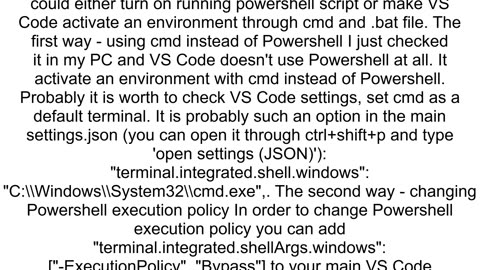 How to activate virtual environment in Vscode when running scripts are disabled in system