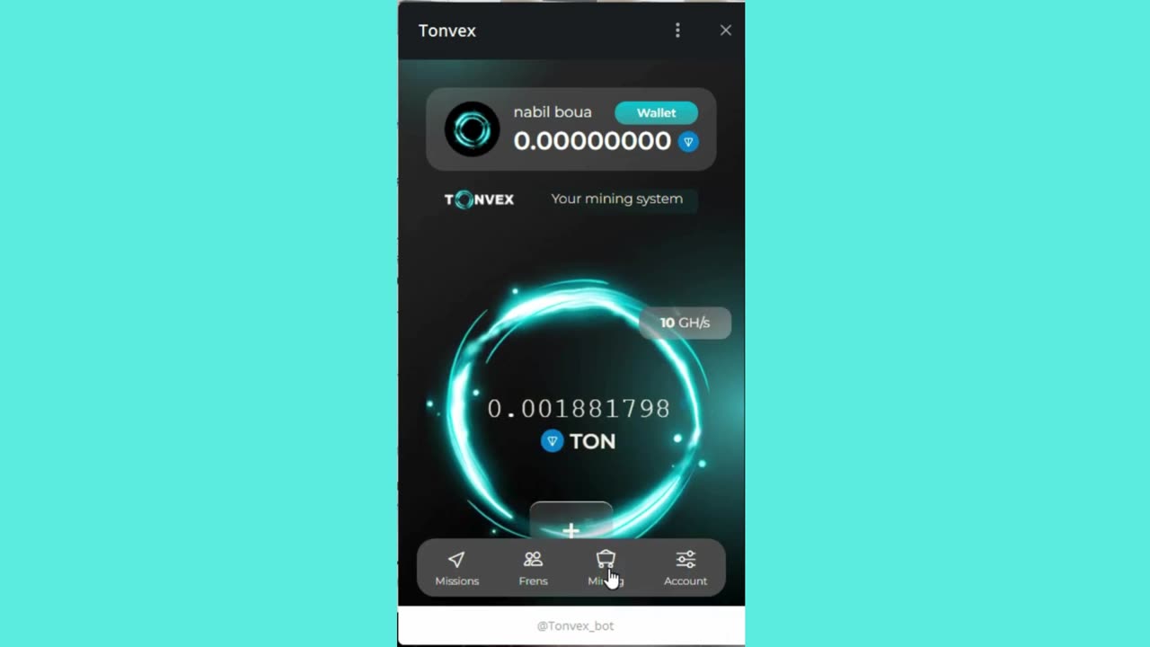 new mining mini app telegram tonvex earn toncoin