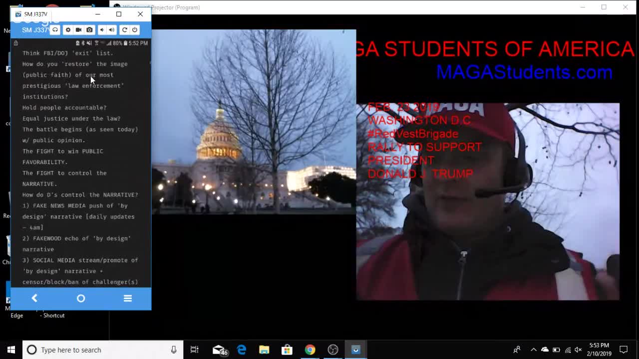 2/10/19 Trip to D.C. Livestreamed