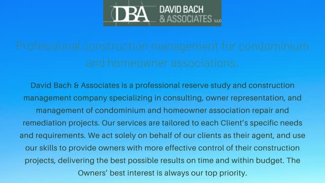 Reserve study - David Bach & Associates