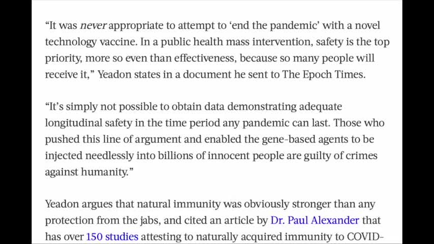 Former Pfizer VP Dr. Mike Yeadon: People Who Pushed Universal