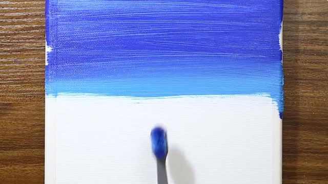 Teach you how to paint a blue sky and white clouds with a toothbrush and acrylic paint 1