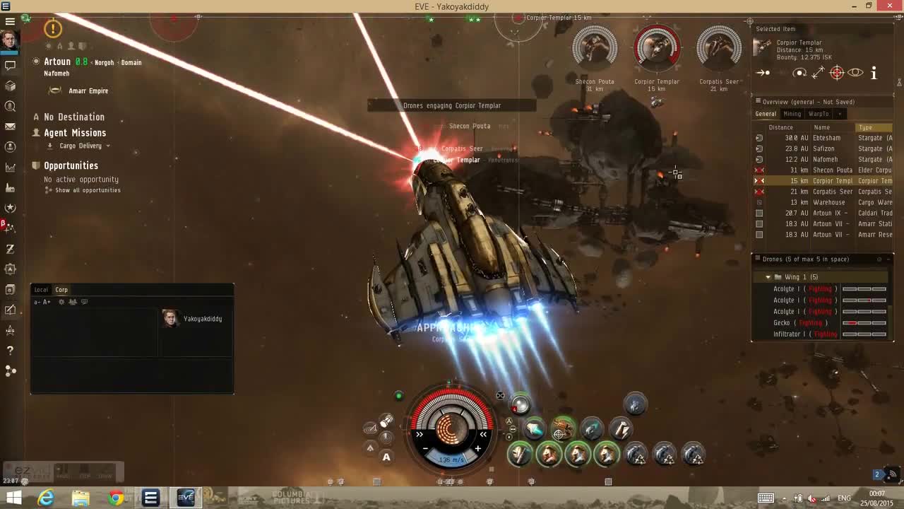 EVE Online level 3 mission in a Prophecy battlecruiser