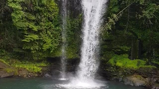 Hello with the cool sound of the waterfall