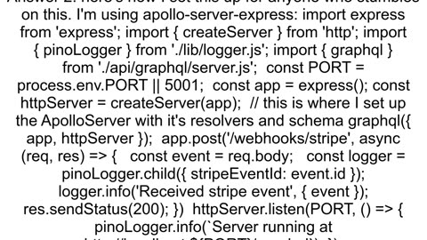 Apollo Server How can I add a custom endpoint for Stripe webhook