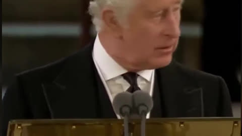 Prince Charlie talking at his mother's service