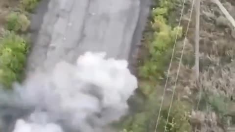 Scary drone footage - follows soldier and then explodes