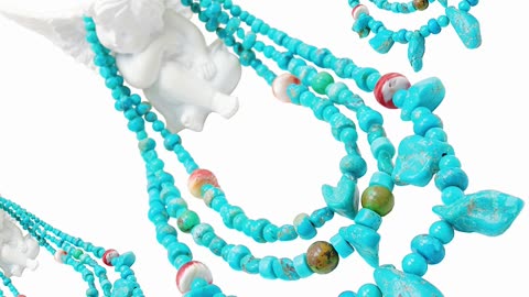 Natural turquoise and orange spiny oyster Special Three -layer necklace turquoise fashionable choker 20231222-01-08