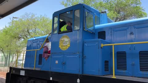 TRAIN ARRIVING AT GALVESTON RAILROAD MUSEUM TERMINAL