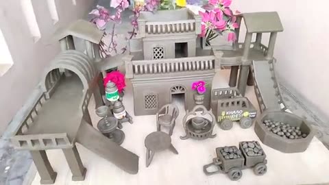 Build Most Modern Miniature Clay House With National Food Truck | Tea Set | garden Slide