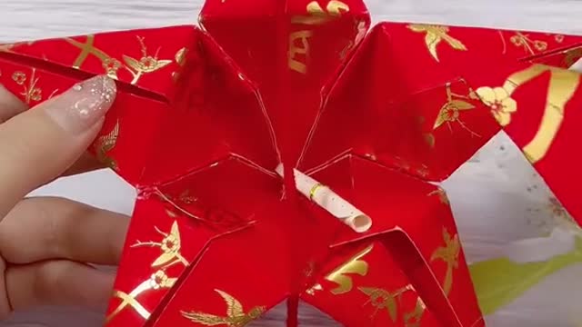 Chinese knot made of Chinese red envelope