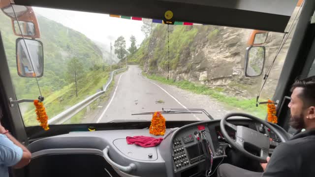 Driving volvo bus in very dangerous hilly areas