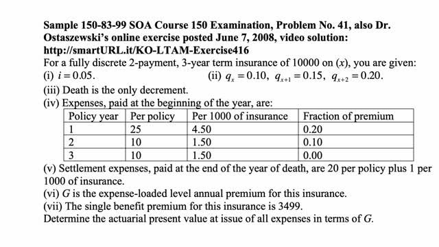 Exam LTAM exercise for September 19, 2021