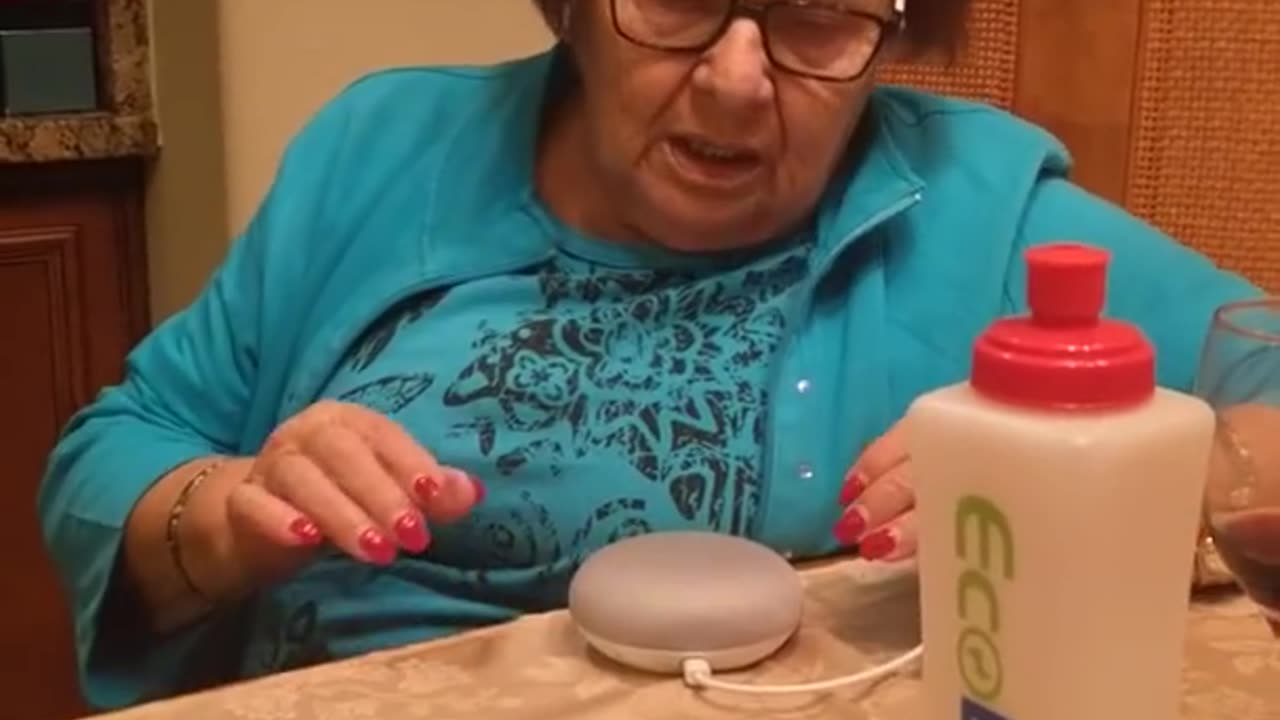 Italian grandmother learning to use Google home
