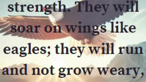 Isaiah 40:31 - But those who hope in the Lord will renew their strength. They will soar on wings....