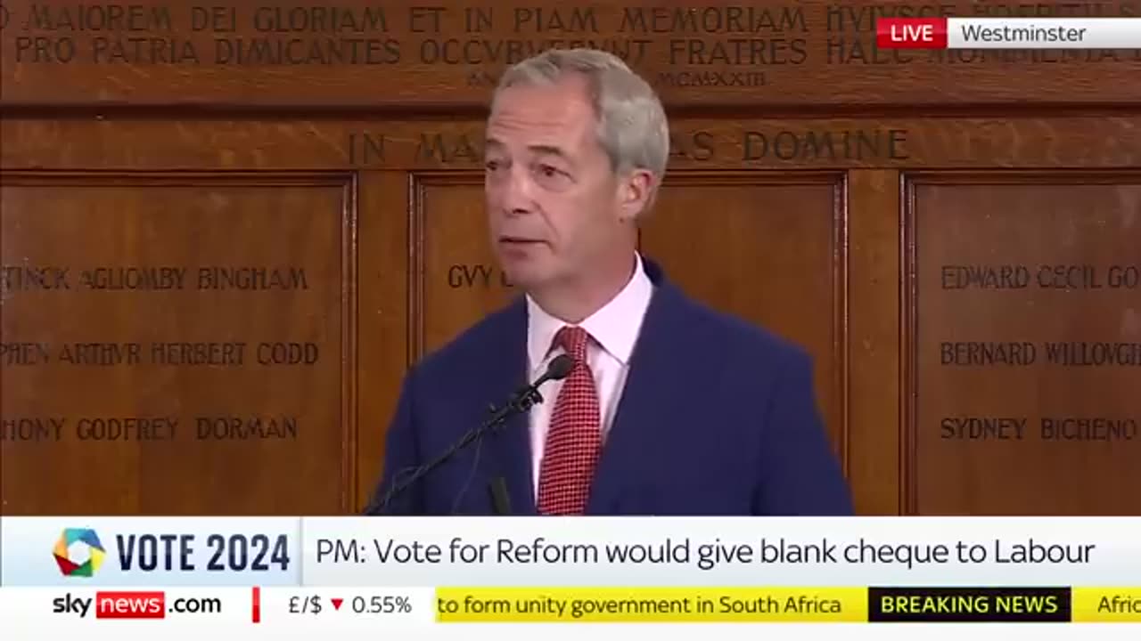 'A Tory vote is now a wasted vote - we are now the real opposition,' Nigel Farage claims Sky News