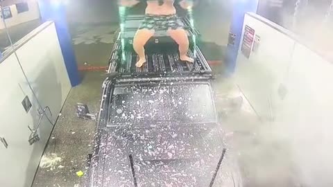 A scene from the car wash security camera