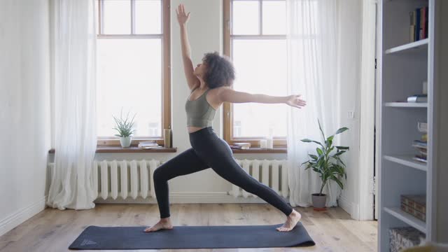 African-American woman doing yoga