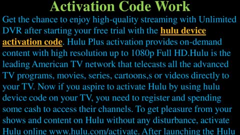 How Does The Hulu Device Activation Code Work