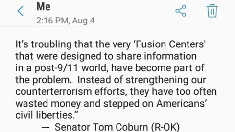 Tom Coburn - FUSION CENTERS