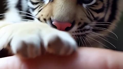 Viral Tiger Moment:Cute Tiger Perched on Finger #cute #viralvideo #shortvideo @0Dailydoseofshorts