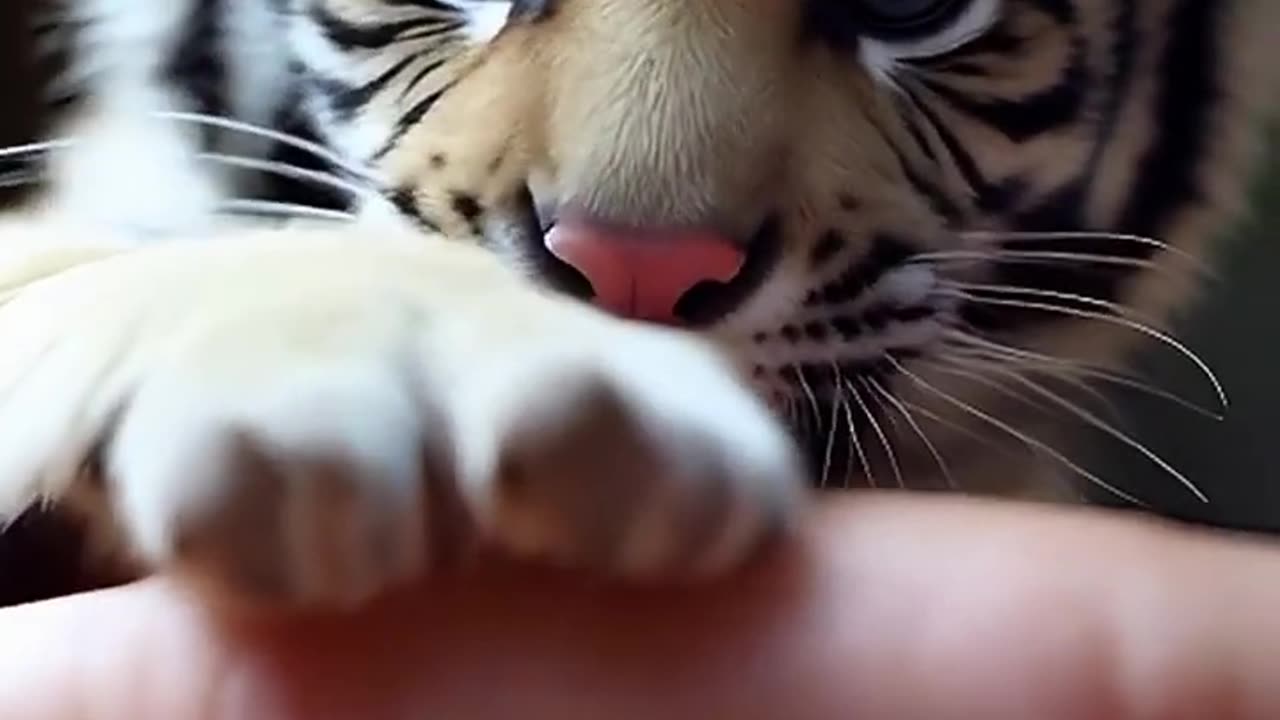 Viral Tiger Moment:Cute Tiger Perched on Finger #cute #viralvideo #shortvideo @0Dailydoseofshorts