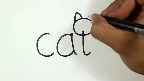 🔴 Very Easy! How to turn Words Cat Into a Cartoon Cat. (Wordtoons) learning step by step for kid