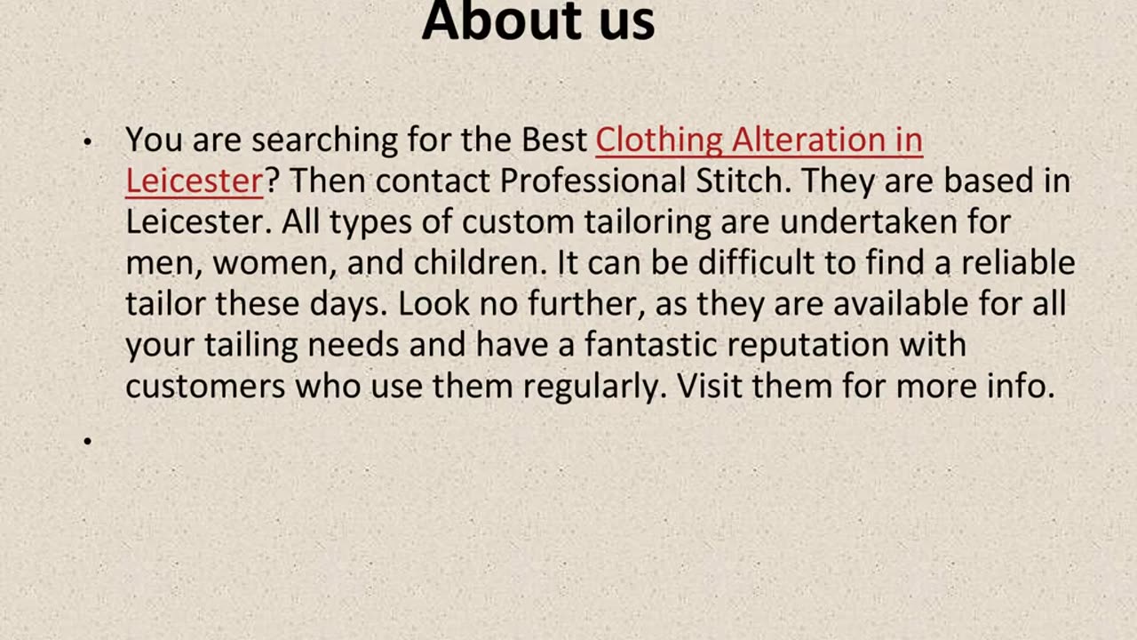 Get The Best Clothing Alteration Tailoring in Leicester.