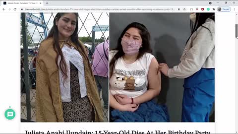 15 year old girl dies at her own birthday party after having had COVID Jab.