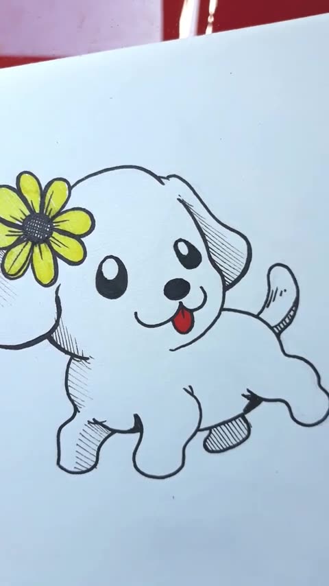 HOW TO DRAW A DOG (EASY) - Cute Dog Drawing