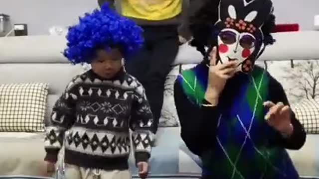 cute kid play at home