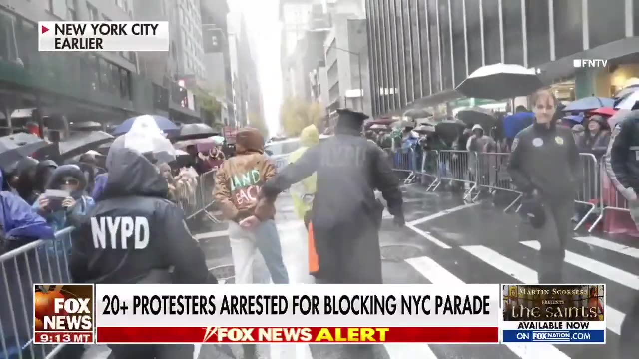 Anti-Israel protesters arrested for blocking the Thanksgiving Day Parade route in NYC