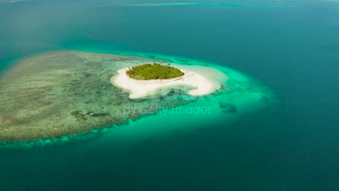 Tropical island with sandy beach. Balabac, Palawan, Philippines stock video...