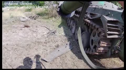Fighters of the "Foreign Legion of Ukraine" move through Severodonetsk
