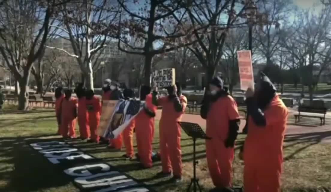 Washington DC, Happening Now: Protesters At White House Demand Biden Close Guantanamo.