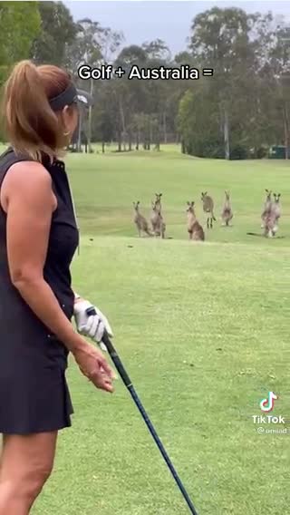 Golfing in Australia with Kangaroo crowd
