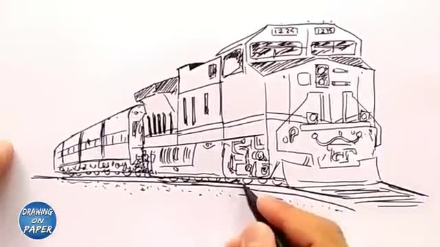 Very Easy!! How to Draw TRAIN a Cartoon for kids - Drawing doodle art