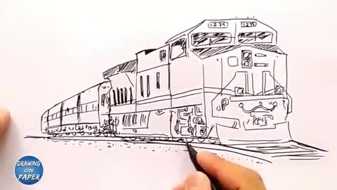 Very Easy!! How to Draw TRAIN a Cartoon for kids - Drawing doodle art