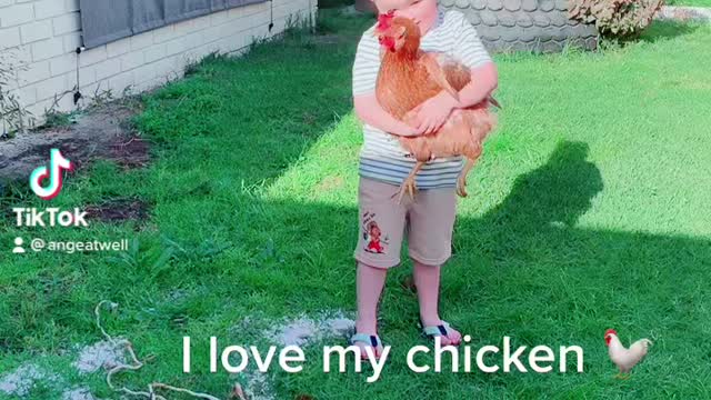 Boy and his chicken