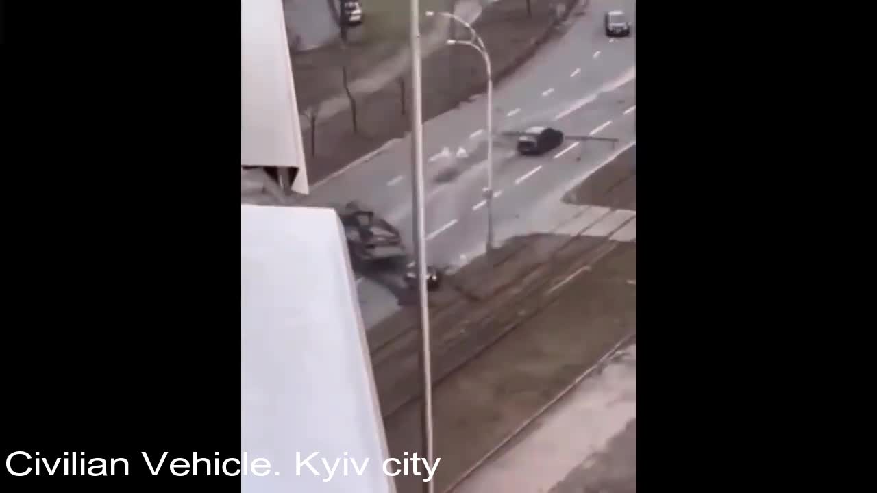 The army tank accident with a civilian vehicle in kyiv city ukraine..