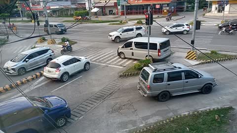 Car Drives Through Crosswalk to Turn