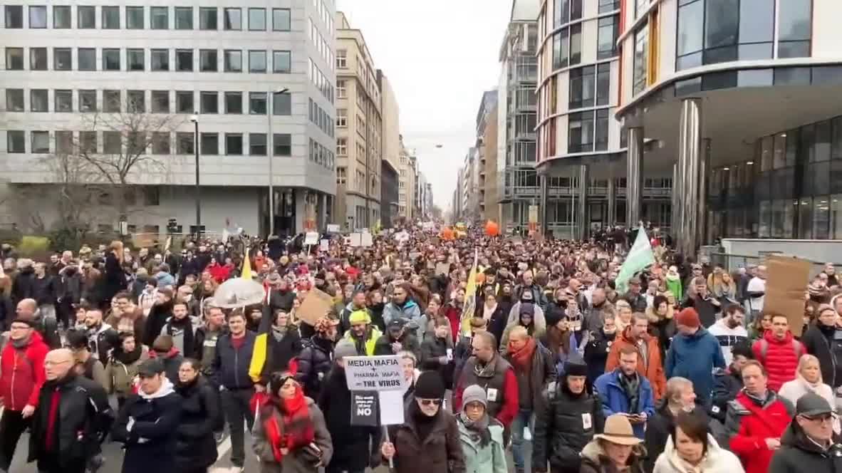 Brussels: Vaccine passport/mandate protest Jan. 23, 2022