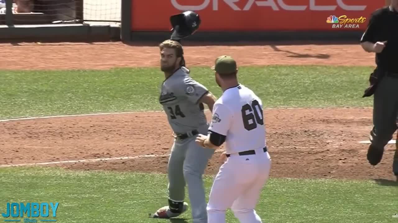 Bryce Harper and Hunter Strickland throw punches at each other, a breakdown !!