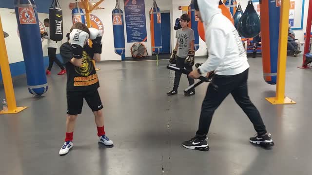 Joey doing pad work