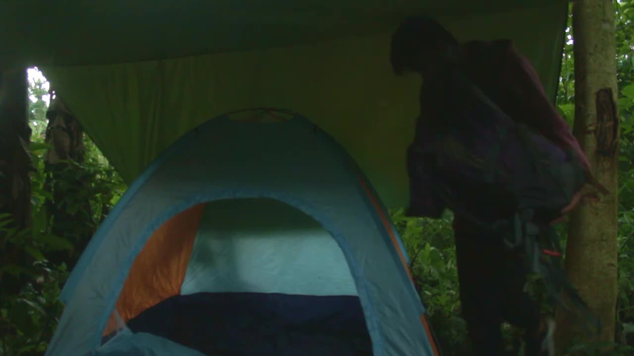 SOLO OVERNIGHT CAMPING IN THE RAIN - RELAXING IN THE TENT - ASMR-14