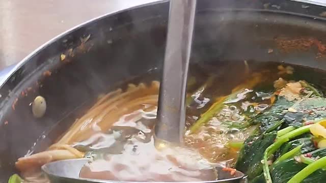 Korean style Spicy codfish gills soup.This is happiness