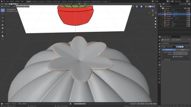 A tutorial for beginners in Blender that teaches you to make a 3d cute cactus II