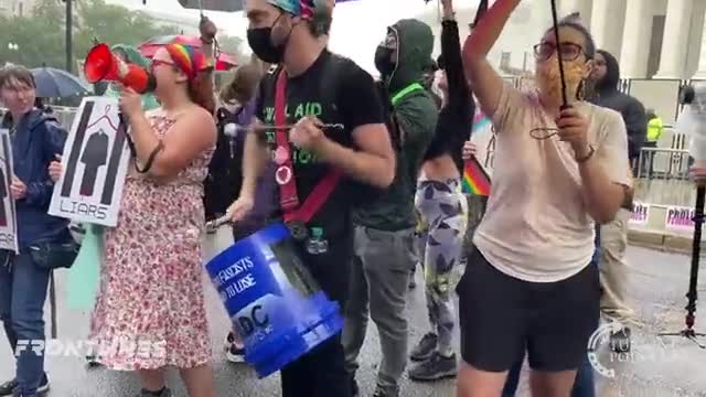 Pro Abortion Protesters Hurl Curses at Church Outside the Supreme Court